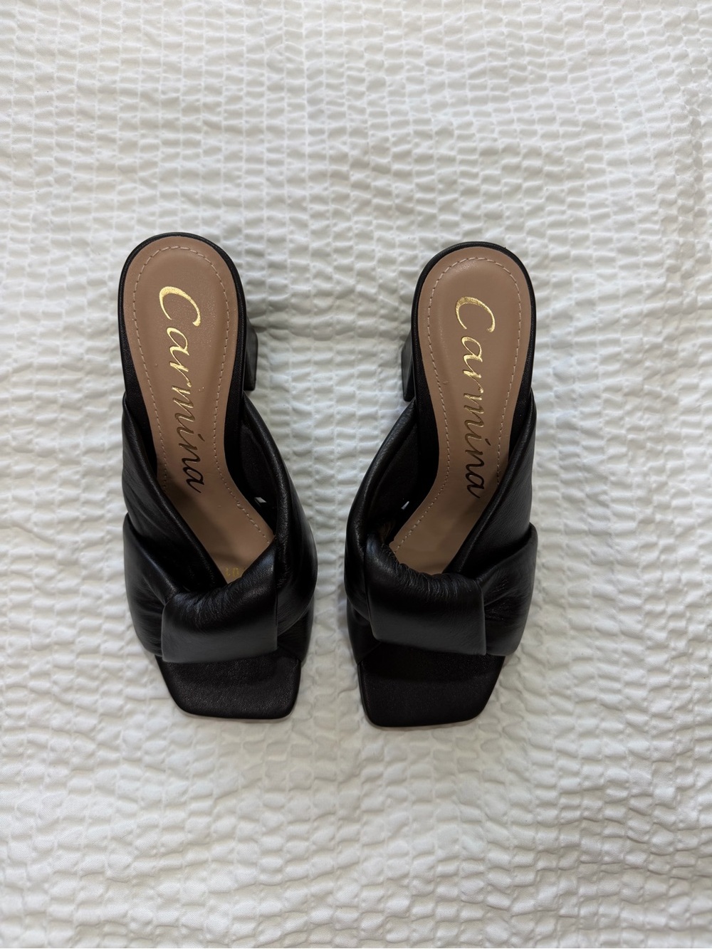 Carmina Black Knotted Leather Slide Mules